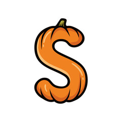 Fototapeta premium Vibrant orange pumpkin shaped letter S perfect for fall branding