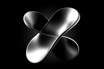 Reflective liquid chrome abstract shapes on black background