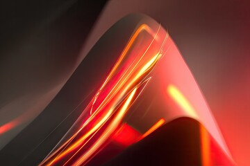 Abstract, vibrant, flowing shapes of deep red and dark gray/black