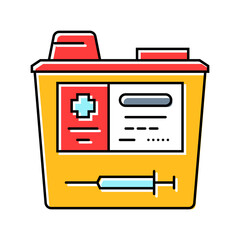 medical waste disposal needles color icon vector illustration