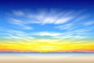 Sunrise over a sandy beach, vibrant colors