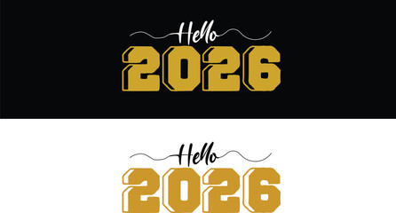 Hello 2026 Typography Design &ndash; Modern New Year Greeting Graphic