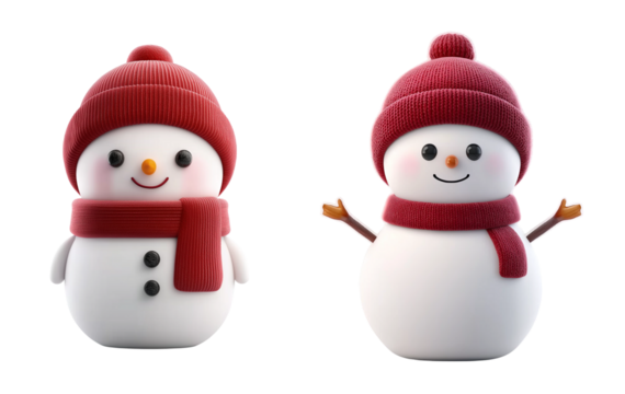A cheerful snowman with a red hat and scarf, winter-themed designs, christmas and holiday greetings - Powered by Adobe