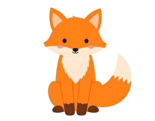 Obraz premium Cute cartoon fox sitting