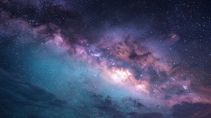 Colorful view of the Milky Way galaxy core at night