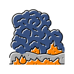 burning garbage dark smoke air pollution color icon vector illustration