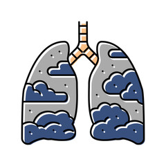 lungs filled smoke soot air pollution color icon vector illustration