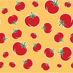 pattern of tomatoes of different sizes on orange background