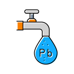 high levels lead citys drinking water due old pipes color icon vector illustration