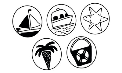 vector illustration of a set of abstract sea shells