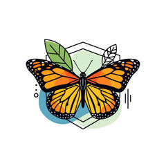 A vibrant vector illustration of a birdwing butterfly. The clean, modern design with sharp lines and abstract shapes captures the animal's delicate form in its natural environment.