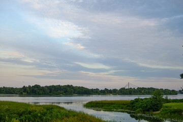 view on Dnipro river in Kyiv Ukraine
