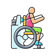 wheelchair adaptive inclusive fitness color icon vector illustration