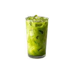 Refreshing Iced Matcha Latte in Glass