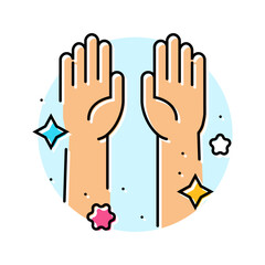 Obraz premium hands raised inclusive fitness color icon vector illustration