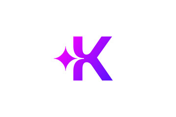 Letter K with sparkle logo icon design template elements