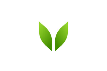 Letter V eco leaves logo icon design template elements