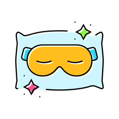 sleep mask pillow restful sleep color icon vector illustration
