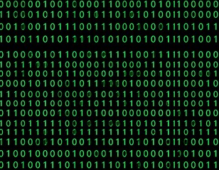 Binary Code Stream: A Digital Waterfall of Ones and Zeros in Green Hue