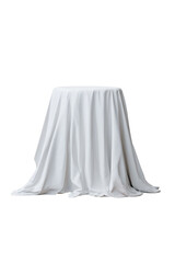 Halloween ghost costume draped over a round object isolated on transparent background