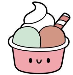 chibi ice cream - layered cut file - summer food clip art
