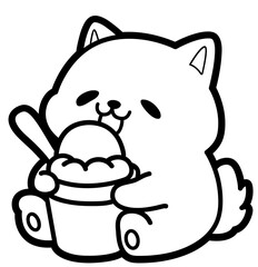 cute shiba inu puppy eating ice cream - layered cut file - summer sticker