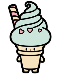 cute chibi ice cream simple cartoon - layered cut file - summer clip art