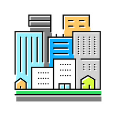 Obraz premium urban housing complex urbanization color icon vector illustration