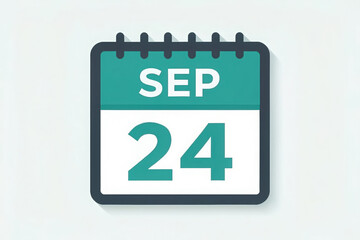 Clean September 24th Calendar Page with Green Header and Bold Number for Scheduling and Planning Events
