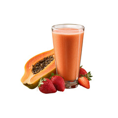 Refreshing Papaya and Strawberry Smoothie in a Glass