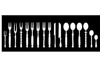 cutlery set black and white