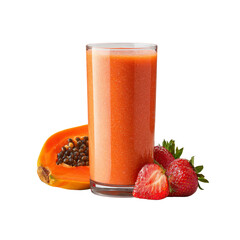 Refreshing Papaya and Strawberry Smoothie in Glass
