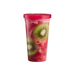 Refreshing Kiwi Smoothie in Pink Cup with Lid