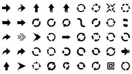 Flat Arrow Icons Set with Directional, Curved, Straight, Circular, Looping and Zigzag Symbols for Navigation and Infographic Vector Illustration
