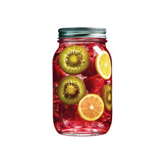 Refreshing Fruit Infused Water in Mason Jar with Kiwi, Strawberries, and Lemon