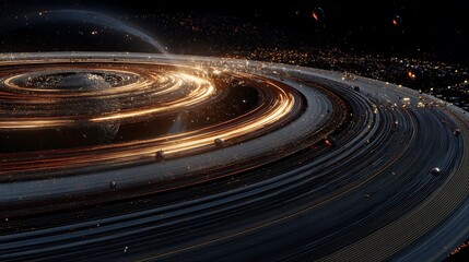 Orbital rings abstract space art wallpaper galaxy background cosmic scene futuristic technology concept design