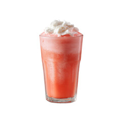 Refreshing Pink Smoothie with Whipped Cream in a Glass