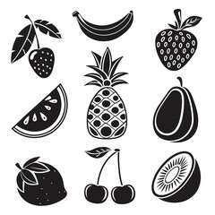 set of fruits and berries