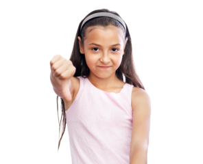 Girl with Thumbs Down Gesture on Transparent Background