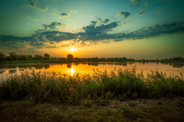 sunset over the lake
