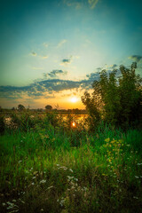 sunset over the lake