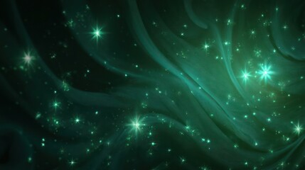 Ethereal teal abstract background featuring soft swirls and scattered sparkling stars
