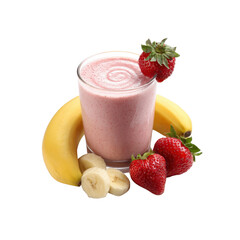 Refreshing Strawberry Banana Smoothie in Glass with Fresh Fruit