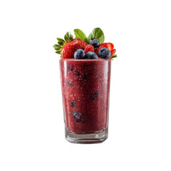 Refreshing Berry Smoothie in Glass with Fresh Fruit Topping