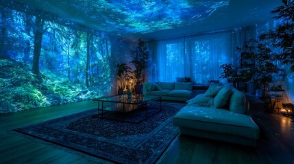 Transform your living room with immersive forest projector lighting and home decor ideas for relaxation