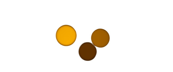 Three yellow circles happy and bright against black backdrop