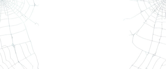 Spooky spiderweb border frame on transparency background for halloween design
