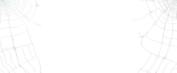 Spooky spiderweb border frame on transparency background for halloween design