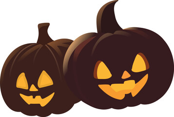 Illustration of Two Carved Pumpkins