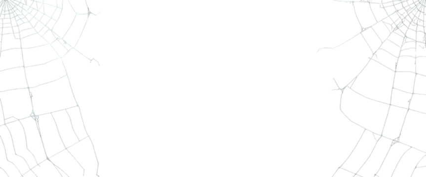 Spooky spiderweb border frame on transparency background for halloween design